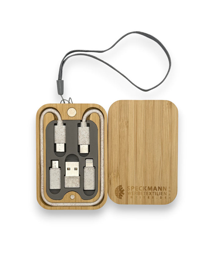 Ladekabel-Set im Bambusgehäuse