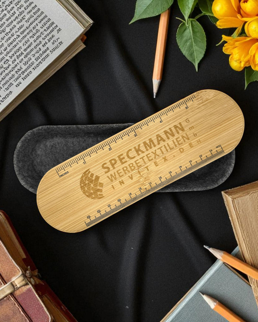 Federmäppchen aus RPET-Filz mit Bambusdeckel