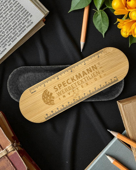 Federmäppchen aus RPET-Filz mit Bambusdeckel