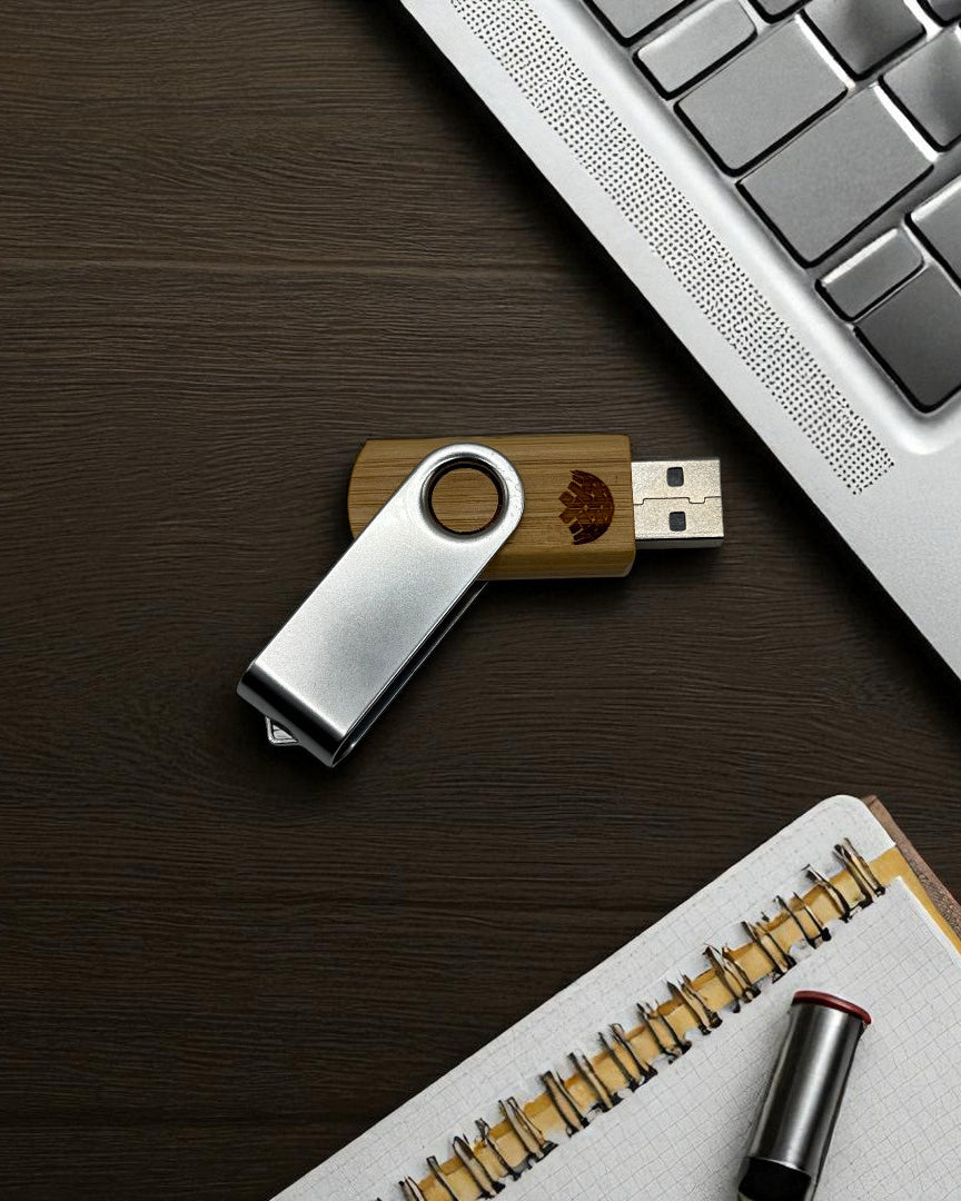 USB-Stick aus Bambus mit Metall-Dreh Clip