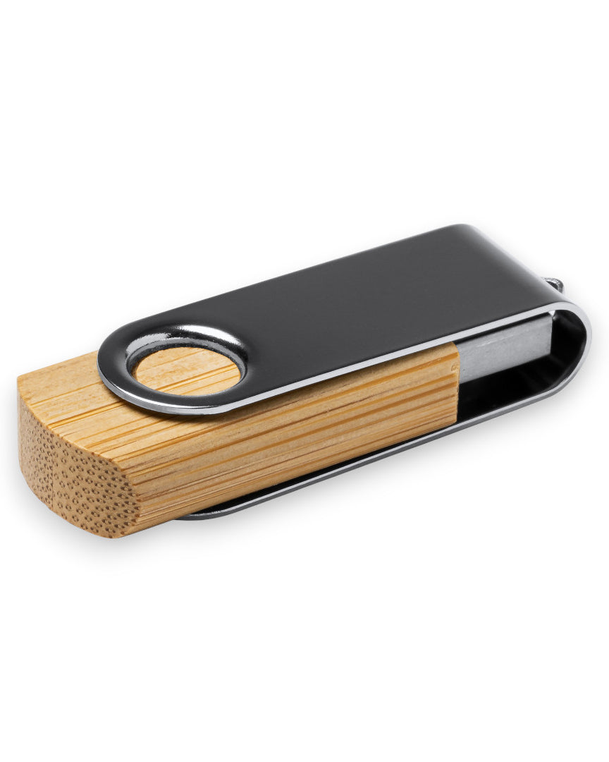 USB-Stick aus Bambus mit Metall-Dreh Clip